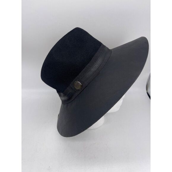Vince Camuto Women Black Wool Floppy Adjustable Hat One Size NWT <3